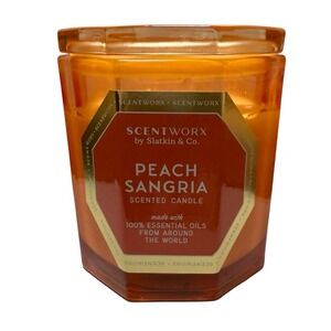 SCENTWORX by Slatkin & Co PEACH SANGRIA 14.5 oz 3 Wick Jar Candle RARE Retired